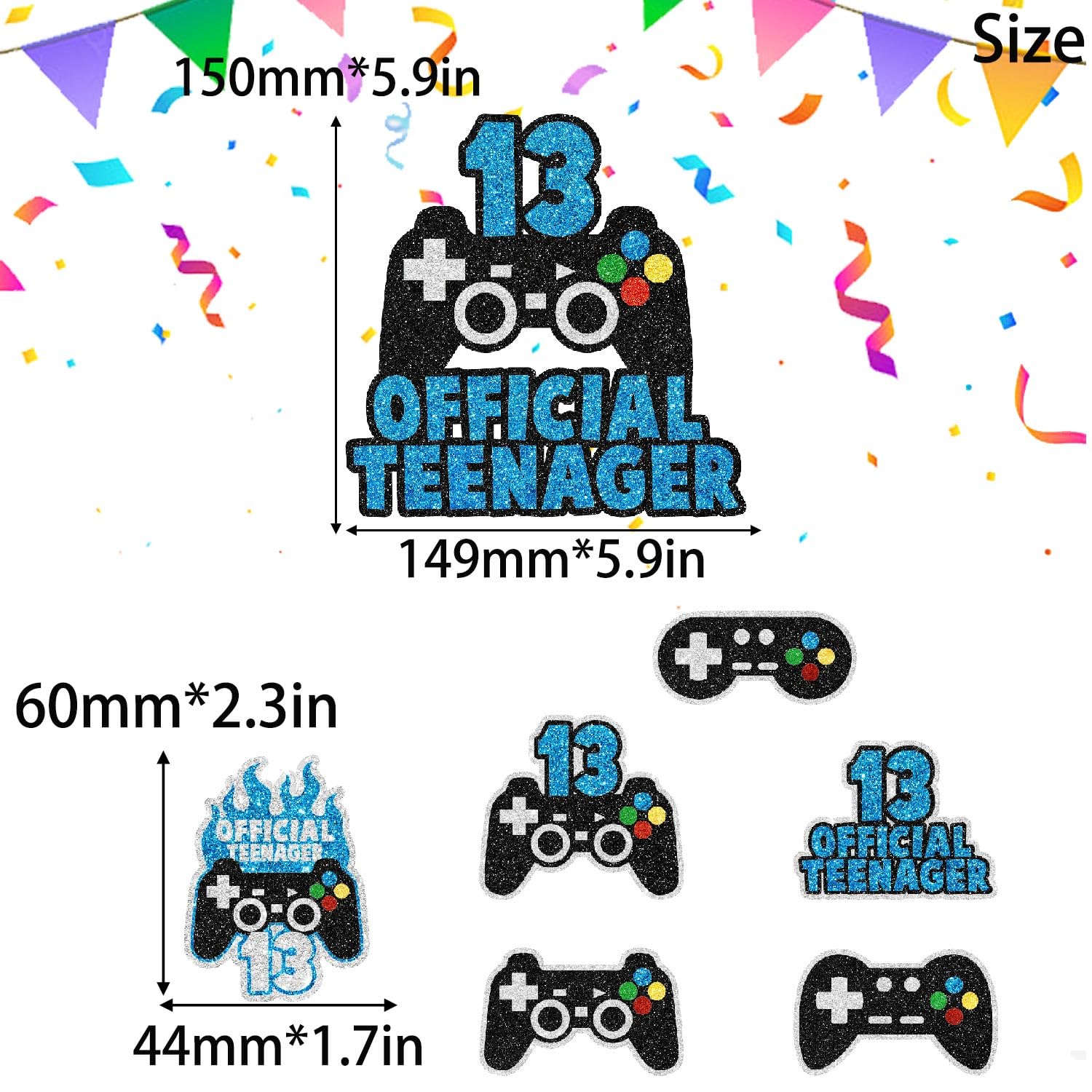 7 Pcs Gaming Cake Topper Set, Official Teen Gaming Themed Upgraded Happy 13th Birthday Unlockable Controller Decorations, Video Game Themed Party, Boys and Girls Birthday Party Decorations. LIANGSS