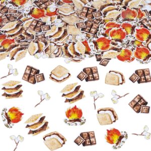 jollyboom 200pcs smores camping confetti, smores baby shower decorations confetti double-sided printing camping campfire camper confetti decoration for table, camping theme party decoration