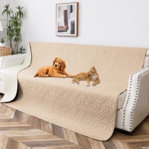 tuffeel waterproof dog blanket, washable anti-slip pet couch covers for sofa,pet hair resistant blankets bed chair furniture couch protector for dogs-68x82,beige