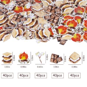 Jollyboom 200PCS Smores Camping Confetti, Smores Baby Shower Decorations Confetti Double-Sided Printing Camping Campfire Camper Confetti Decoration for Table, Camping Theme Party Decoration