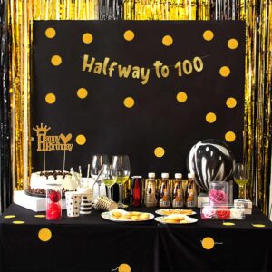 Halfway To 100 Gold Glitter Banner - Happy 50th Birthday Party Banner - 50th Birthday Party Decorations and Supplies - 50th Wedding Anniversary Decorations