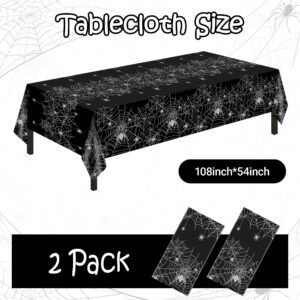 Halloween Tablecloth,2 Pack Black Spider Web Table Cloth Halloween Table Cover 54 x 108 Inch Plastic Table Cloth Disposable For Halloween Party Decorations Home Decor For Scary Themed Parties Supplies