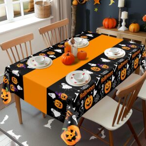 2 Pack Halloween Tablecloth, Halloween Decorations 54x108 Inch Halloween Table Cover Plastic Pumpkin Spider Web Ghost Halloween Party Table Cloth for Halloween Decor Indoor Holiday Party Supplies