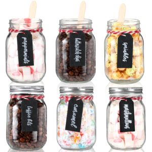 sunnychicc 6 sets hot chocolate jars for hot chocolate bar christmas hot cocoa bar supplies diy hot cocoa glass jars wooden chocolate spoons hot cocoa bar jars for hot chocolate party favors supplies