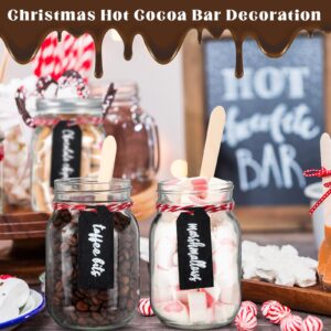 Sunnychicc 6 Sets Hot Chocolate Jars for Hot Chocolate Bar Christmas Hot Cocoa Bar Supplies DIY Hot Cocoa Glass Jars Wooden Chocolate Spoons Hot Cocoa Bar Jars for Hot Chocolate Party Favors Supplies