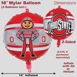 Havercamp Ohio State Balloons (3 Pcs)! Ohio State Party Supplies featuring Brutus the Buckeye. Constructed from Premium Mylar Material.