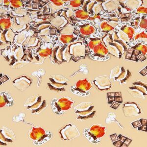 Jollyboom 200PCS Smores Camping Confetti, Smores Baby Shower Decorations Confetti Double-Sided Printing Camping Campfire Camper Confetti Decoration for Table, Camping Theme Party Decoration