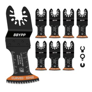 7pcs curved japanese tooth oscillating saw blades, curved edge oscillating multitool blades clean cut for wood, plastic