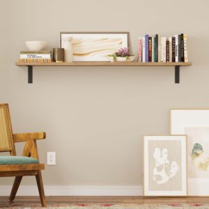 Wallniture Cervo 60"x10" Rustic Floating Shelves for Wall, Living Room Wall Bookshelf, Laundry Room Floating Shelf, Wall Shelves for Bedroom, Home Office, Burnt, Wood