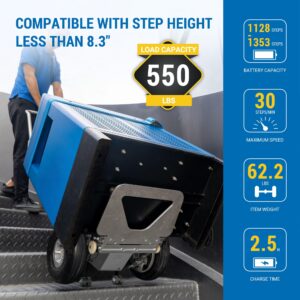 Electric Stair Climber 1500W Motor Powered Hand Trolley 550lbs Load Capacity Heavy Duty Stair Climbing Cart, Motorized Stair Climbing Hand Truck with Foldable Handle and Brake System - XSTO ZW7250GC