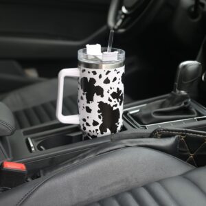 ZYOsJK 40 oz cow tumbler with handle leakproof Cow print tumbler with Lid and Straw stainless steel Vacuum insulated Tumbler Travel Coffee Mug