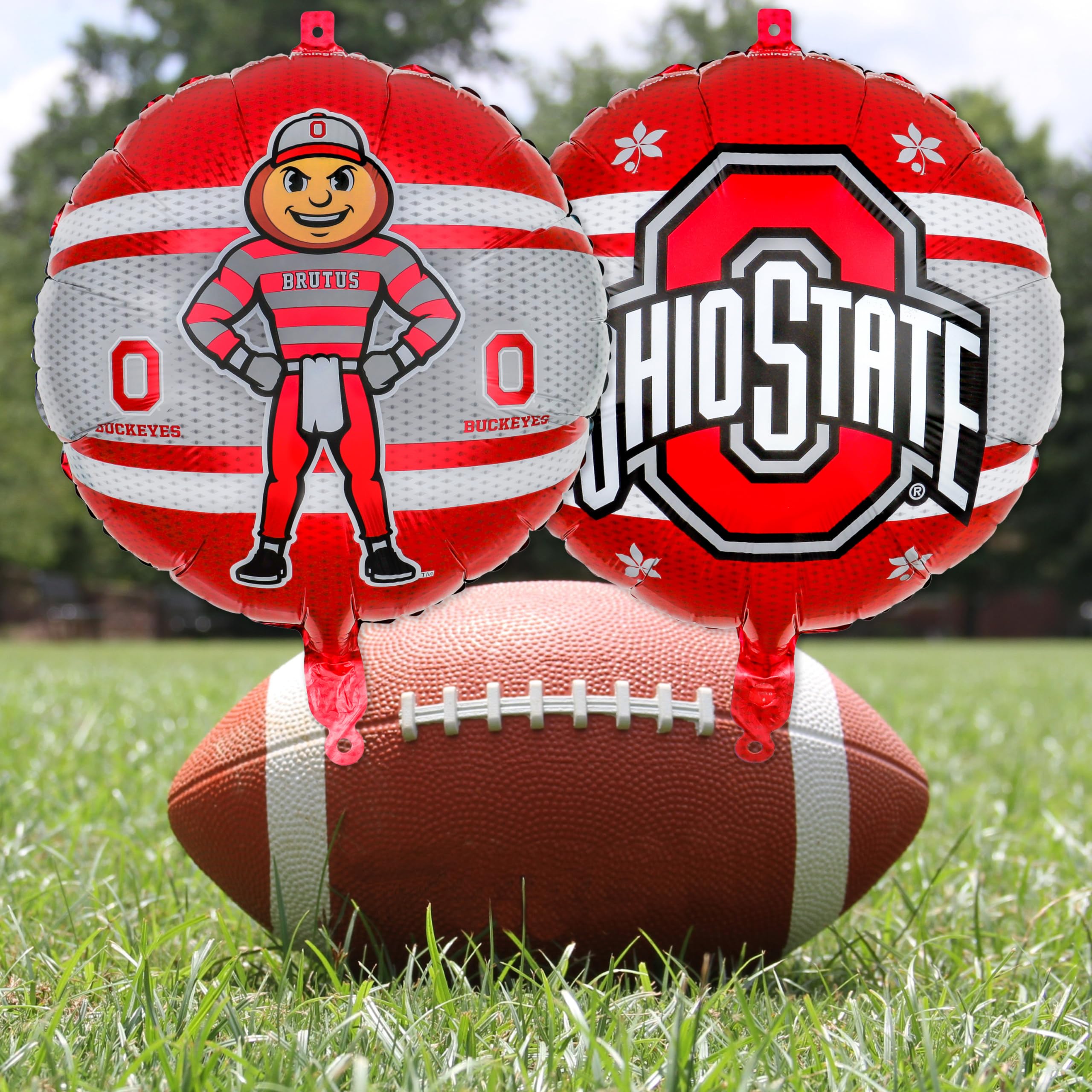 Havercamp Ohio State Balloons (3 Pcs)! Ohio State Party Supplies featuring Brutus the Buckeye. Constructed from Premium Mylar Material.