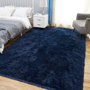 YQQRIGRO Rugs for Living Room, Navy Blue Rugs for Bedroom, Large Fluffy Area Rugs 5x7 Clearance for Playroom Soft Modern Shag Rugs Cute Carpets, Indoor Throw Rugs for Nursery, Dorm and Girls