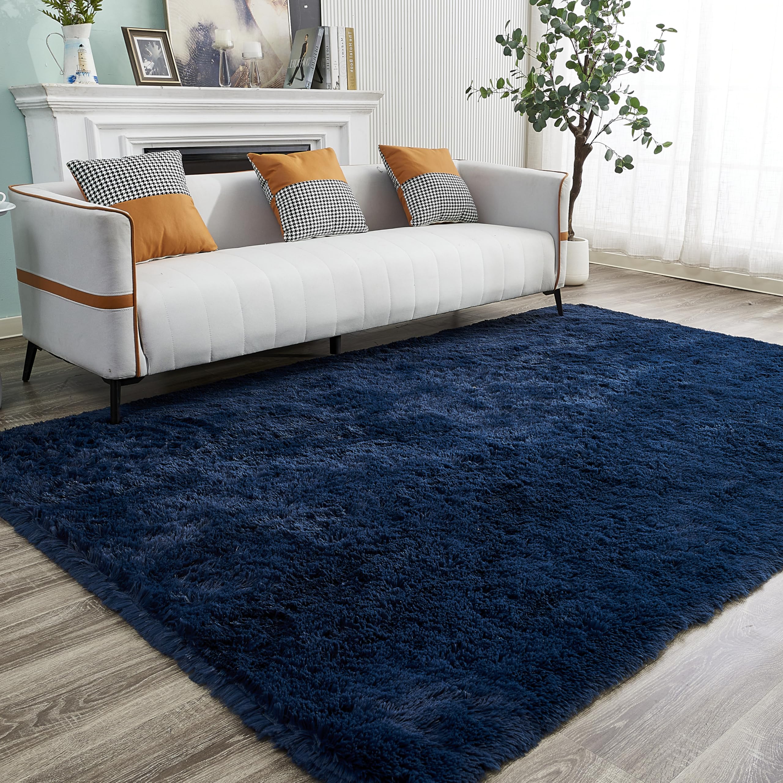 YQQRIGRO Rugs for Living Room, Navy Blue Rugs for Bedroom, Large Fluffy Area Rugs 5x7 Clearance for Playroom Soft Modern Shag Rugs Cute Carpets, Indoor Throw Rugs for Nursery, Dorm and Girls