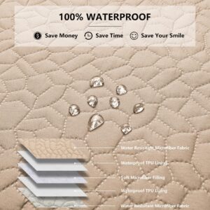 Tuffeel Waterproof Dog Blanket, Washable Anti-Slip Pet Couch Covers for Sofa,Pet Hair Resistant Blankets Bed Chair Furniture Couch Protector for Dogs-68x82,Beige