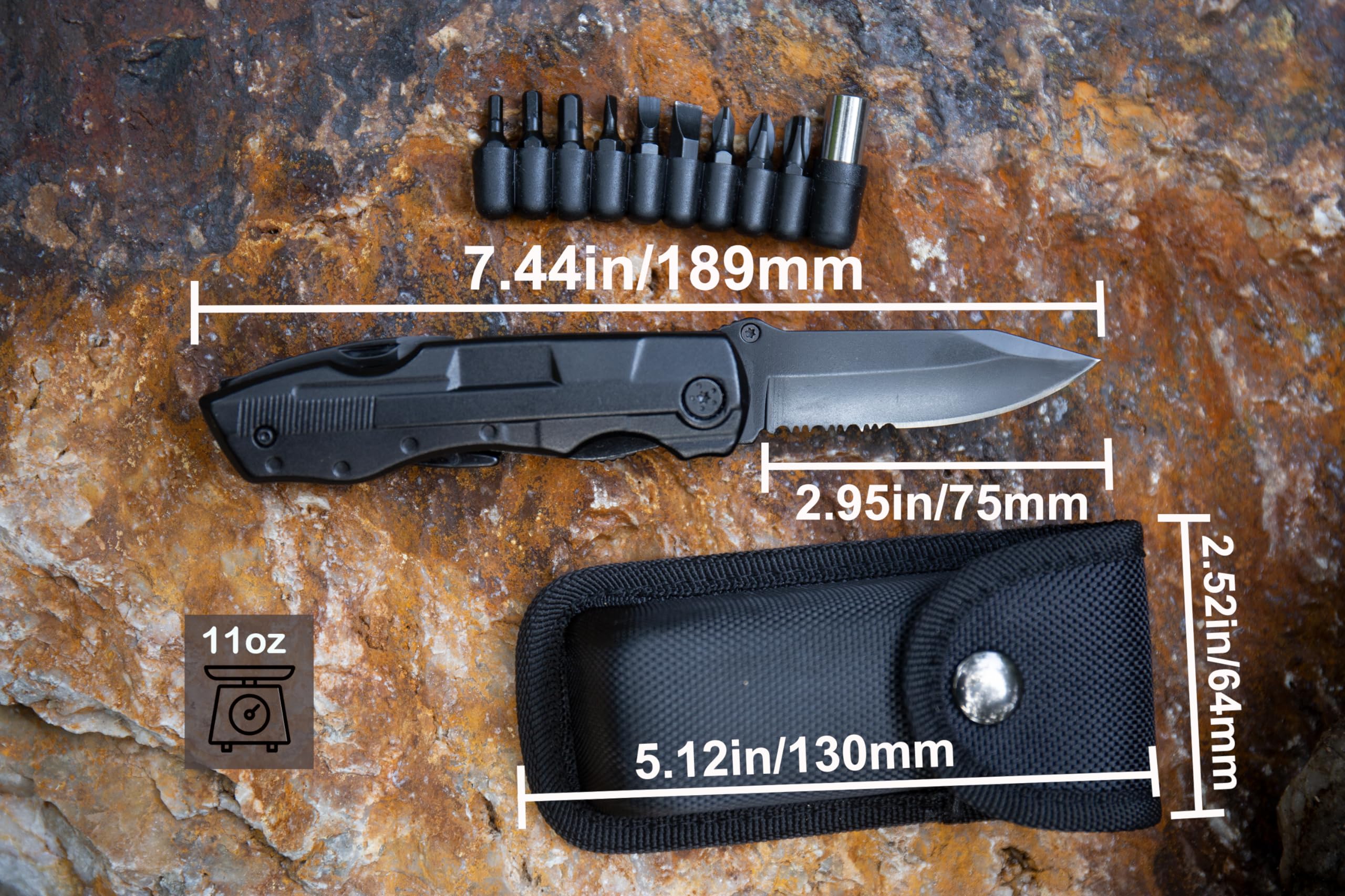 WILDWITNESS FD01 Folding Pocket Knife, Multitool, Pliers, Wire Cutter, Bottle Opener, Screwdriver for Camping, Hunting, Fishing, EDC Knife, Tools for Men