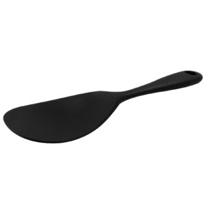 Coufce Black Silicone Rice Paddle Spoon Heat Resistant Rice Spoon Non Stick Rice Spatula Food Grade Kitchen Gadget Rice Scoop for Rice and Mashed Potato Dishwasher Safe