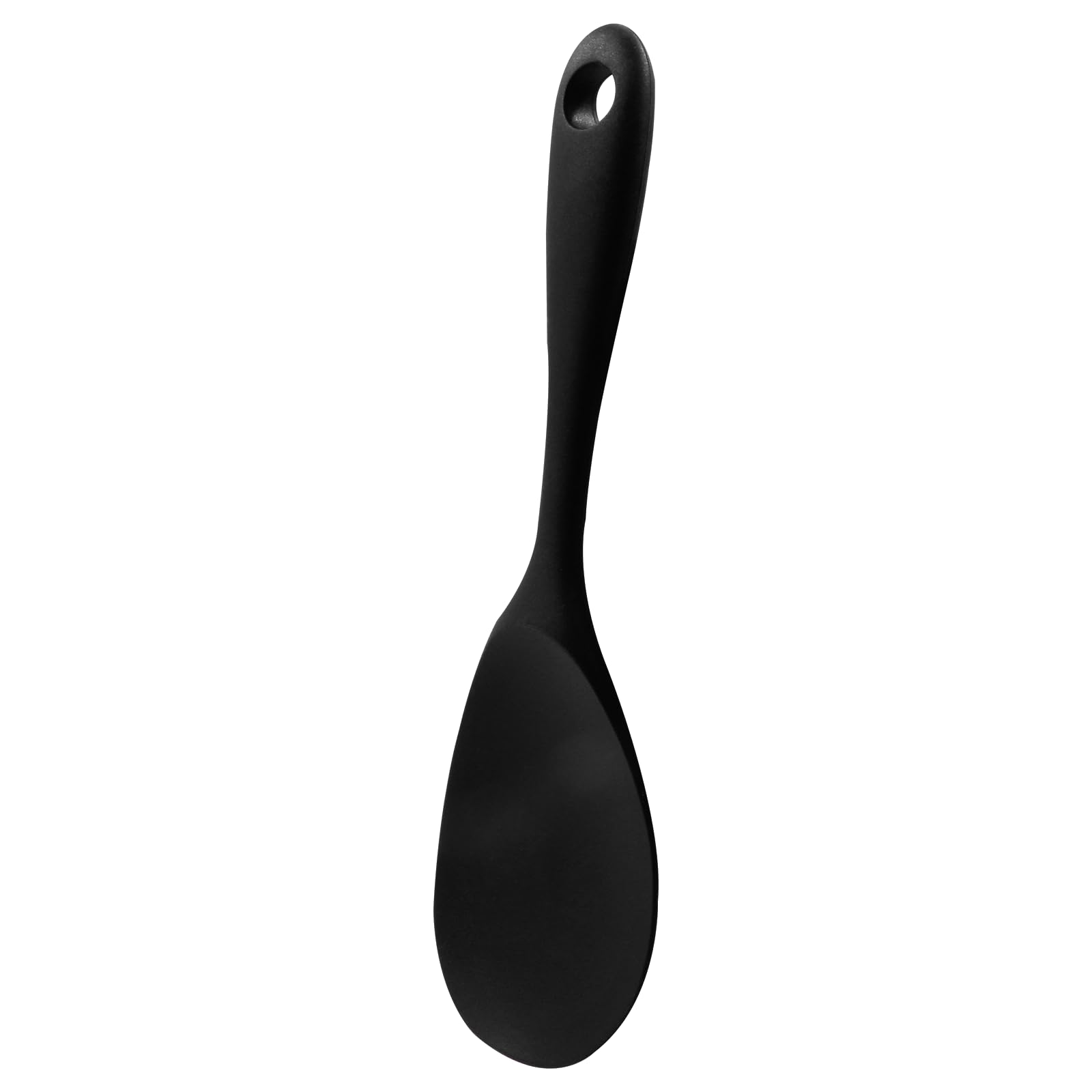 Coufce Black Silicone Rice Paddle Spoon Heat Resistant Rice Spoon Non Stick Rice Spatula Food Grade Kitchen Gadget Rice Scoop for Rice and Mashed Potato Dishwasher Safe