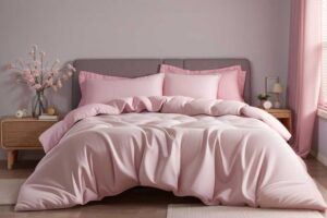 sheetworld queen size duvet set - 100% cotton 500 tc, full zipper closure, dusty rose, includes 1 duvet cover, 2 envelope pillow cases - softer than egyptian cotton - matching sheets available, usa