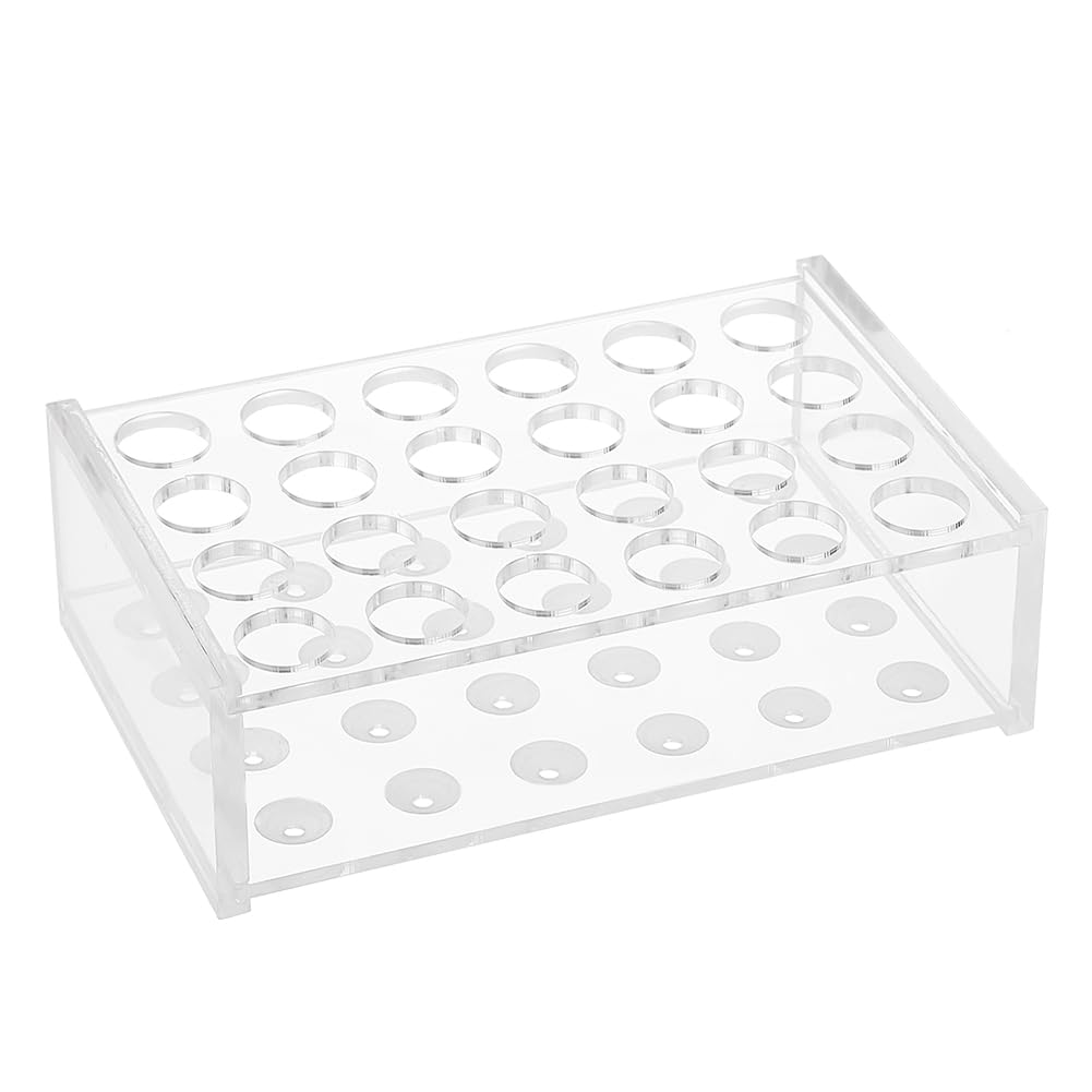 OLYCRAFT 24 Sockets Acrylic Clear Test Tube Rack Transparent Acrylic Test Holder Rack Centrifuge Tube Holder Labortory Display Stands for 5ml Test Tubes Chemistry Laboratory - Hole: 14mm 3.5mm