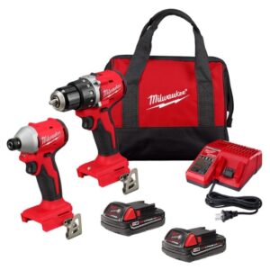 milwaukee 3692-22ct m18 compact brushless 2-tool combo kit: drill driver/impact driver (new gen kit)