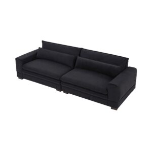 SCANORDIC 104.72" Modern Sofas Couches, Mid Century Modern Deep Seat Loveseat Sofas with Armrest Fit for Small Spaces, Dorm, Apart,Black