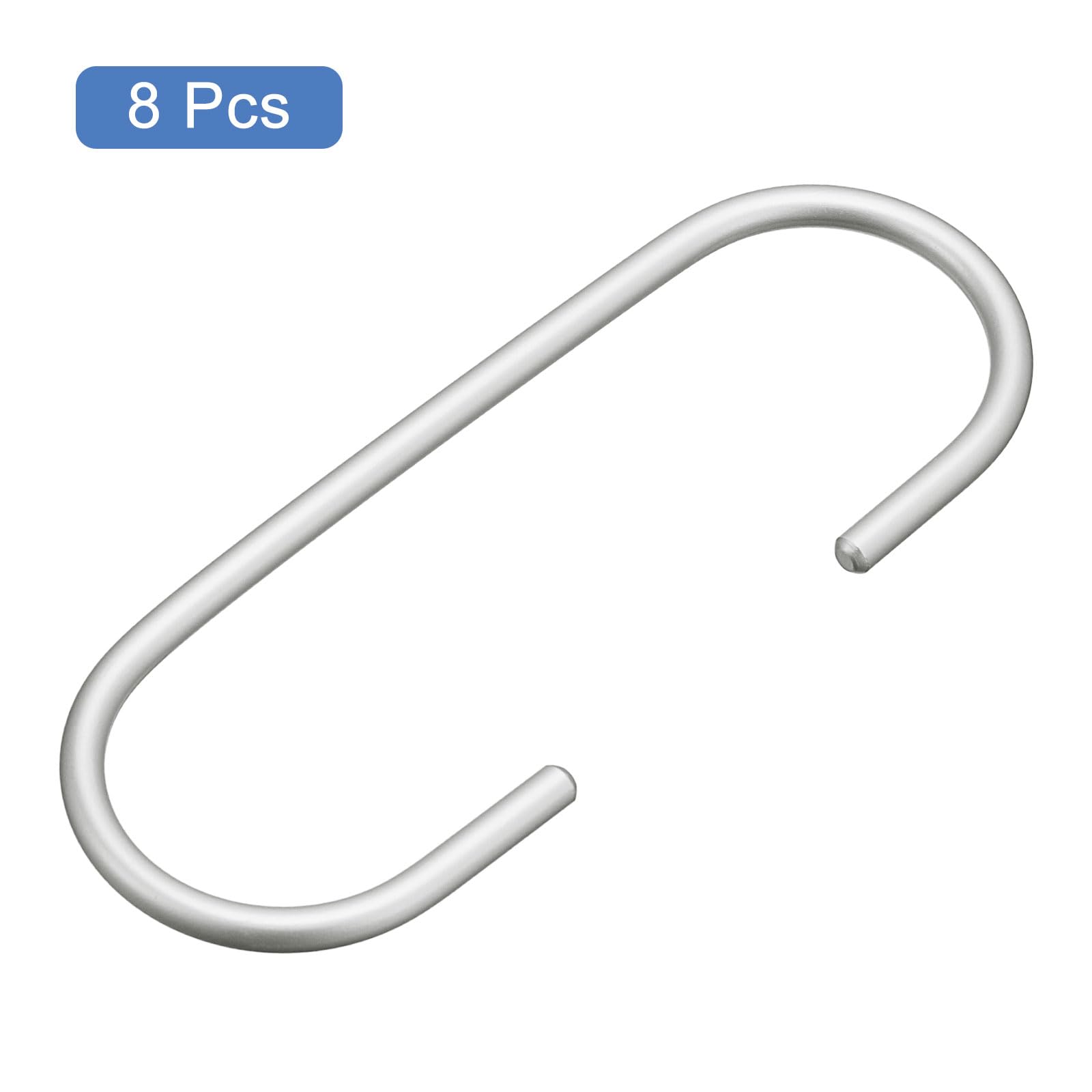 uxcell C Hooks, 8Pcs 5.7'' - Aluminum Alloy C-Shaped Hanger Hook, C Hooks for Hanging Clothes Towels Shoe Scarf Bag (Silver)