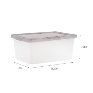 IRIS USA 8 Pack 17 Qt Clear Plastic Storage Box with Snap Lid, Gray