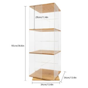 HAPPCUCOE 3 Tier Acrylic Rotating Bookshelf,360 Revolving Bookcase Floor Standing Acrylic Bookcase, Swivel Bookcase for Study Rooms, Offices, Classrooms