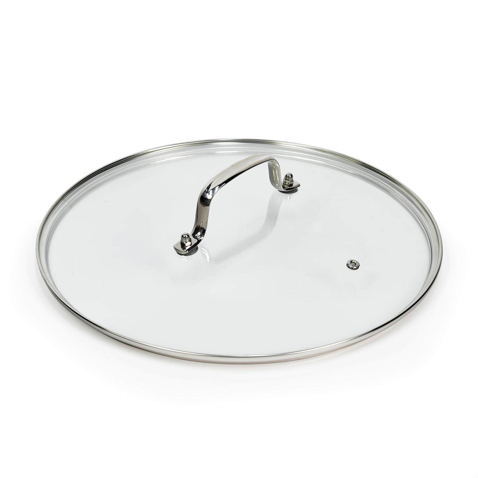 12 IN Glass Lid with Stainless Steel Handle for Frying Pan, Tempered Replacement Cover Compatible for All Cookware for Skillets, Round Cast Iron, Cast Aluminium, Stainless Steel Pans & Pots