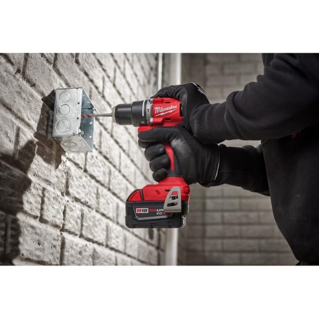 Milwaukee 3610-22CT M18 18V Li-ion Brushless Cordless Compact Hammer Drill/Impact Combo Kit (2-Tool) (New Gen), Red