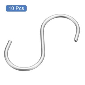 uxcell S Hooks, 10Pcs 4.3'' - Aluminum Alloy S-Shaped Hanger Hook, S Hooks for Hanging Clothes Towels Shoe Scarf Bag (Silver)