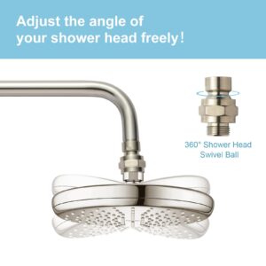 OFFO Shower Head Swivel Ball Adapter, Brushed Nickel All Metal Adjustable Shower Arm Extension Connector Universal Showering Component Solid Brass