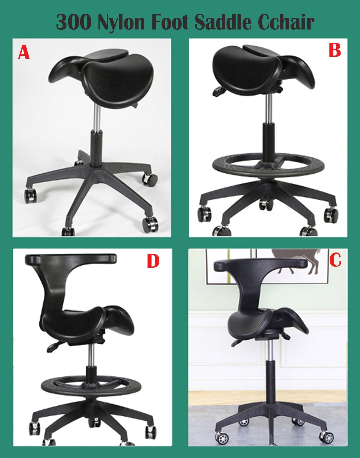 Saddle Stool Dentist Stool Dentist Chair Ergonomic Saddle Chair Adjustable Height for Drafting Lab Clinic Dentist Salon Massage Office,B,L