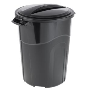 petbon 32 gallon heavy duty plastic garbage can, included lid, indoor/outdoor trash can, black