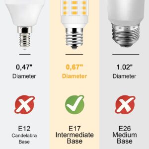 Kei d28k 4w Kel2812 Freezer Bulb Kei d28m kel 2815 ac100-265v 3.8w Refrigerator Light Bulb, E17 Intermediate Base LED Bulb Fit for Kenmore Refrigerator, Microwave Range Hood Bulb, 6W 3000K, 2 Pack