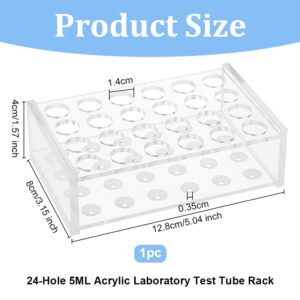 OLYCRAFT 24 Sockets Acrylic Clear Test Tube Rack Transparent Acrylic Test Holder Rack Centrifuge Tube Holder Labortory Display Stands for 5ml Test Tubes Chemistry Laboratory - Hole: 14mm 3.5mm