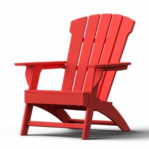 yardcom adirondack chair, 110°ergonomics plastic extra tall adirondack chairs, hdpe all-weather plastic patio outdoor chair, high foamed polyethylene fire pit chair(red)