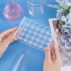 OLYCRAFT 24 Sockets Acrylic Clear Test Tube Rack Transparent Acrylic Test Holder Rack Centrifuge Tube Holder Labortory Display Stands for 5ml Test Tubes Chemistry Laboratory - Hole: 14mm 3.5mm