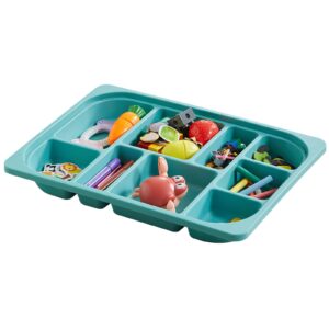 beright storage tray with compartments, compatible sensory table, stackable plastic storage bins, children storage box for building blocks, toy, craft, tool, green