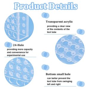 OLYCRAFT 24 Sockets Acrylic Clear Test Tube Rack Transparent Acrylic Test Holder Rack Centrifuge Tube Holder Labortory Display Stands for 5ml Test Tubes Chemistry Laboratory - Hole: 14mm 3.5mm