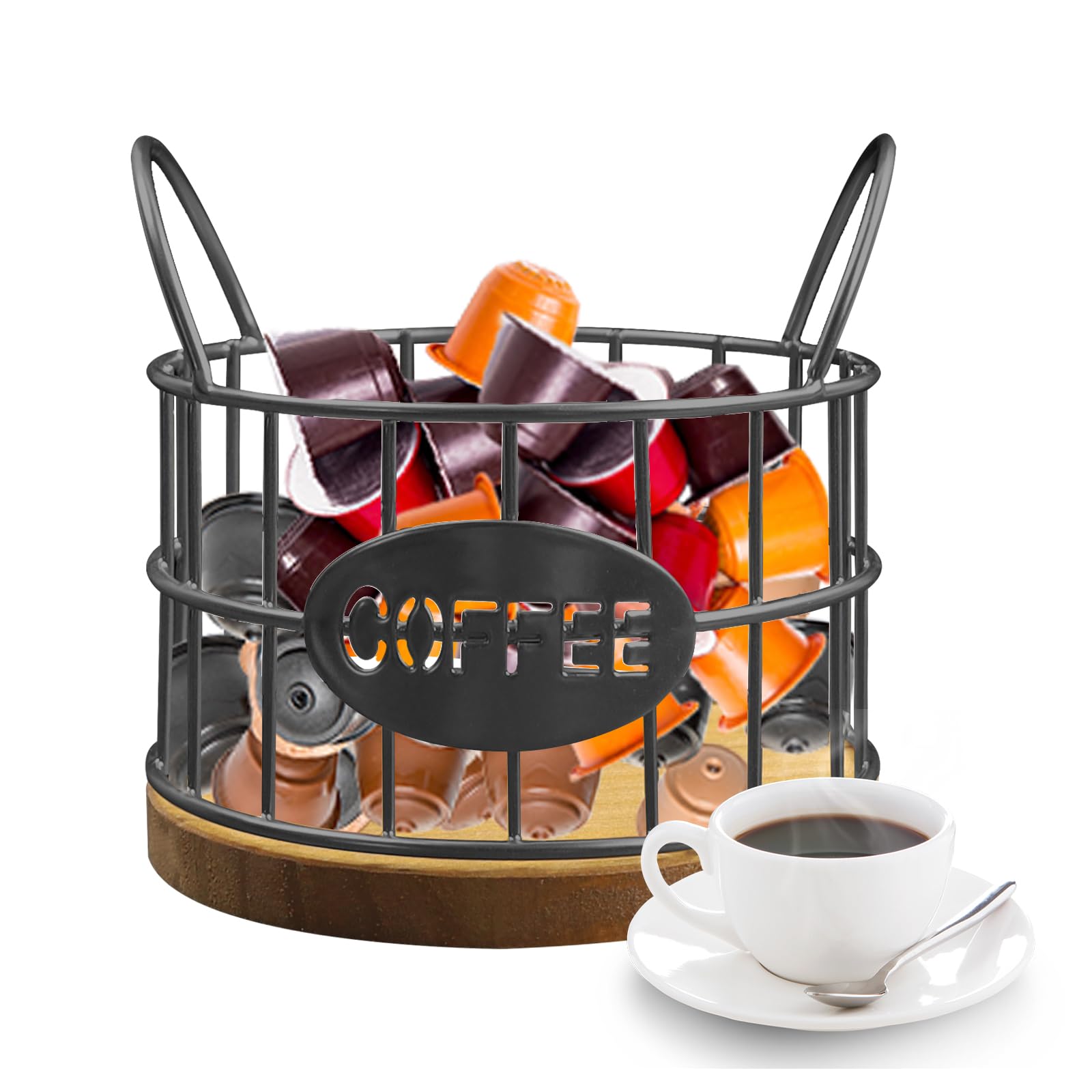 QUTHZZHY Coffee Pods Holder Large Capacity Coffee Pod Baskets Portable k cup organizer Iron crafts for Storaging Espresso Capsule Fruit Snack