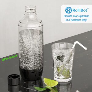 Rollibot Sparkling Water Maker Soda Maker (CO2 Cylinder Not Included), One Button Carbonating, 1L/ 33.8 fl-oz BPA-Free Water Bottle, Compatible with Screw-in Type CO2 Cylinders