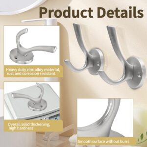 Zorfeter Brushed Nickel Towel Hooks Bathroom Coat Hook - Heavy Duty Decorative Hooks Door Hanger for Robes, Clothes, and Towels - Wall Mounted Cabinet Closet Hooks, Pack of 2