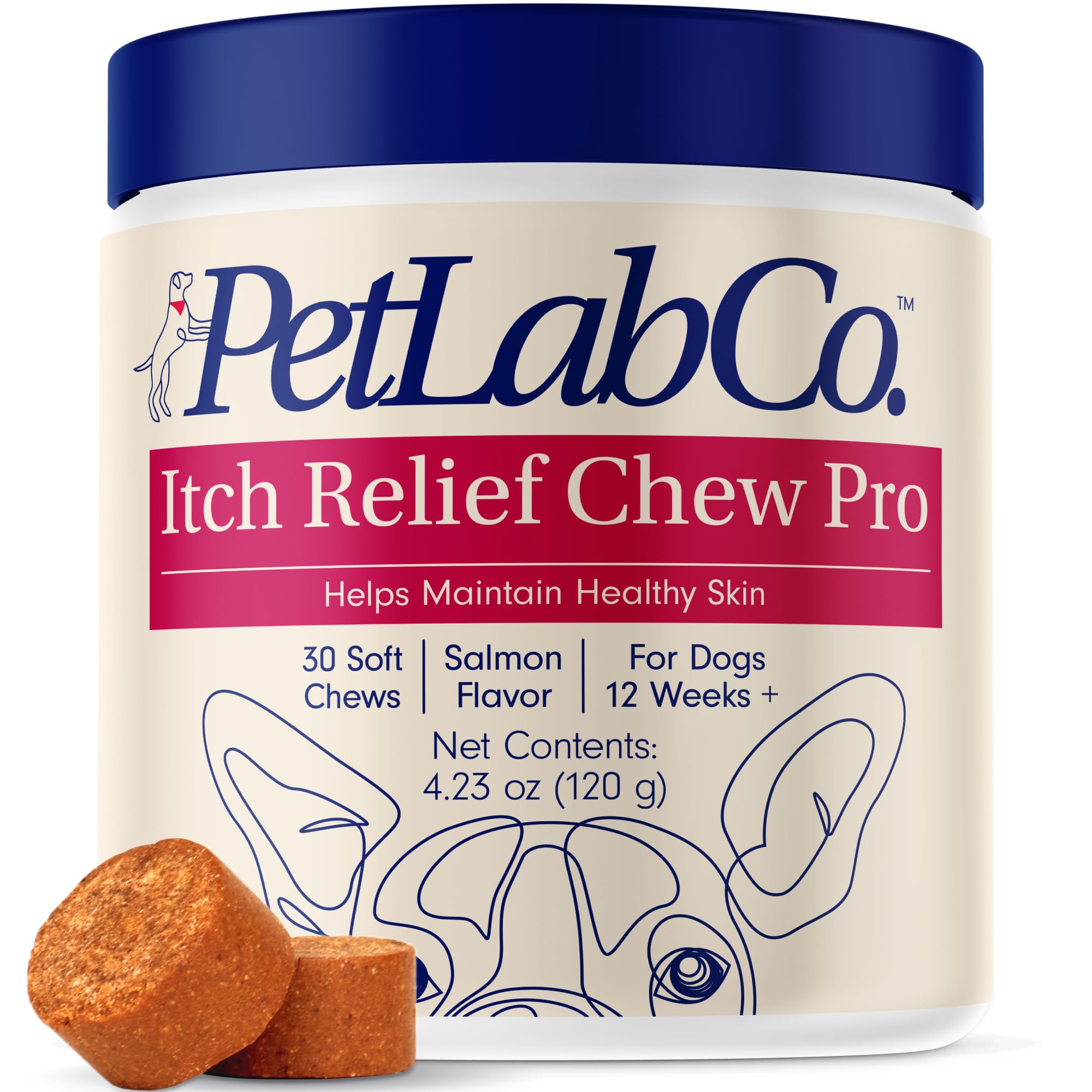 PetLab Co. Salmon Itch Relief Chew Pro for Dogs – Omega 3 for Dogs Itch Supplement - Packed with Beneficial Fatty Acids for Healthy Skin – Seasonal Allergies Support