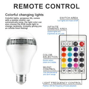 IYUNIOT led Music Light Bulb,Smart 9W Bluetooth Speaker Light Bulb Color Changing Light with Remote,Timer Light Dynamic Music Sync Mode-Birthday Party Room Home Decoration 1 Pack