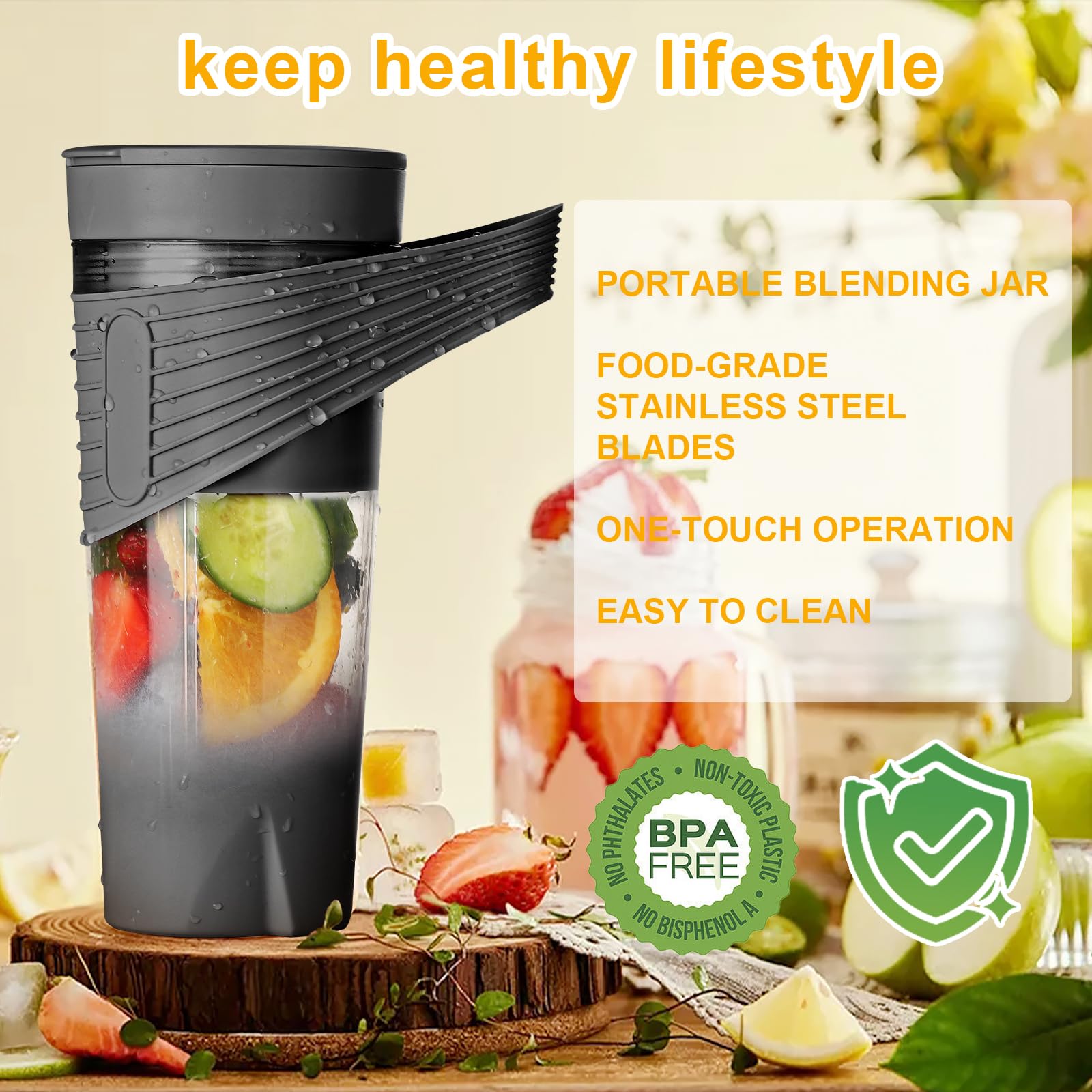 Galera Portable blender for shakes and smoothies,Personal blender, 18000r/m, 20 oz Traveling Fruit Veggie Juicer Cup With 7 Blades, Portable Blender USB Rechargeable