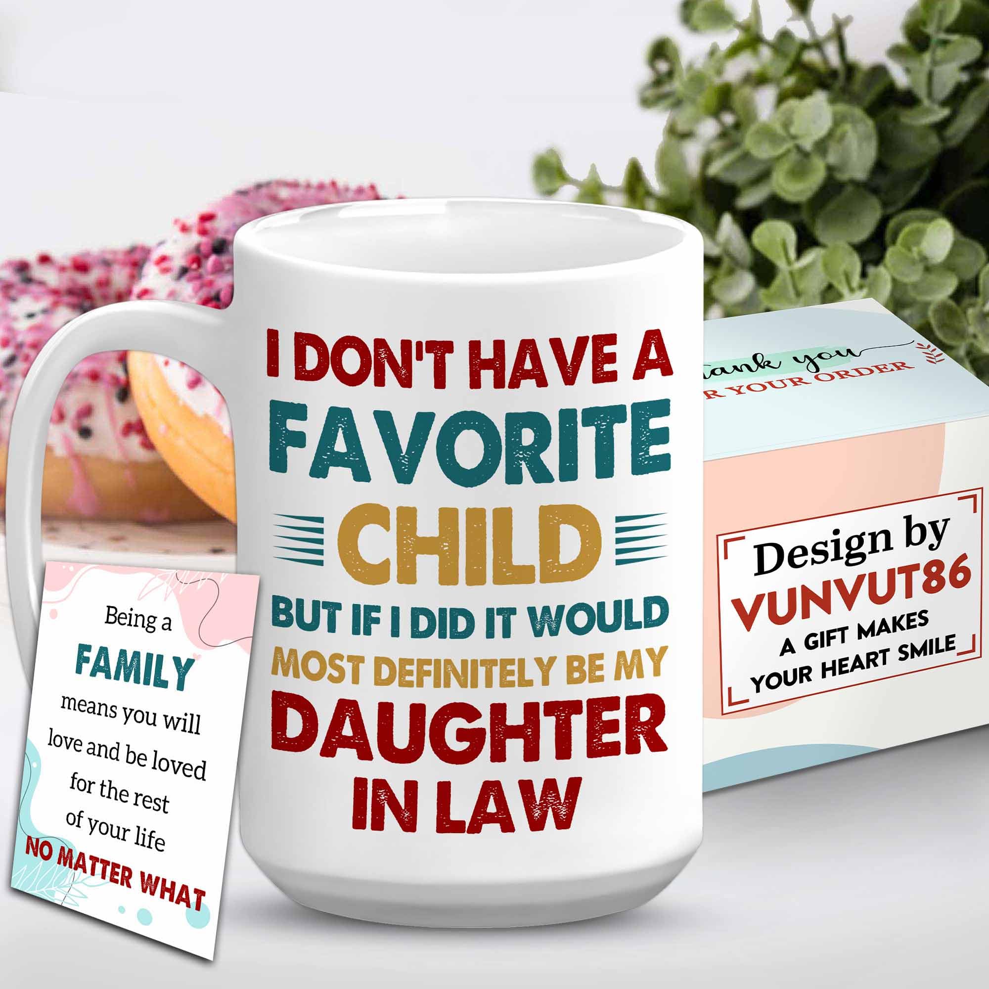 VUNVUT86 Father Mother In Law Gifts - Christmas Gift For Daughter in Law From Mother Father in Law - Favorite Child Daughter in Law Mug - Daughter in Law Coffee Mug - Mother-in-law, Father-in-law Mug