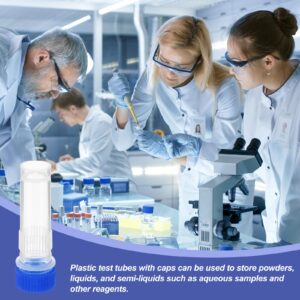 PATIKIL 1ml Plastic Cryogenic, 200Pcs Self Standing Cryogenic Vial Screw Top Frozen Test Tube for Lab Laboratory Science, Blue Cap