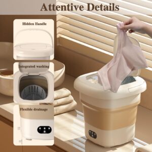 Portable Washing Machine,Mini Washer 9L High Capacity for Underwear,Baby Clothes,Socks,Pet Items and Small Items,Foldable Washing Machine for Apartments,Camping,Travel,Dormitory,Hotel (Cream)